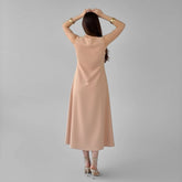 Vestido Midi Elegante Pêssego Chanel